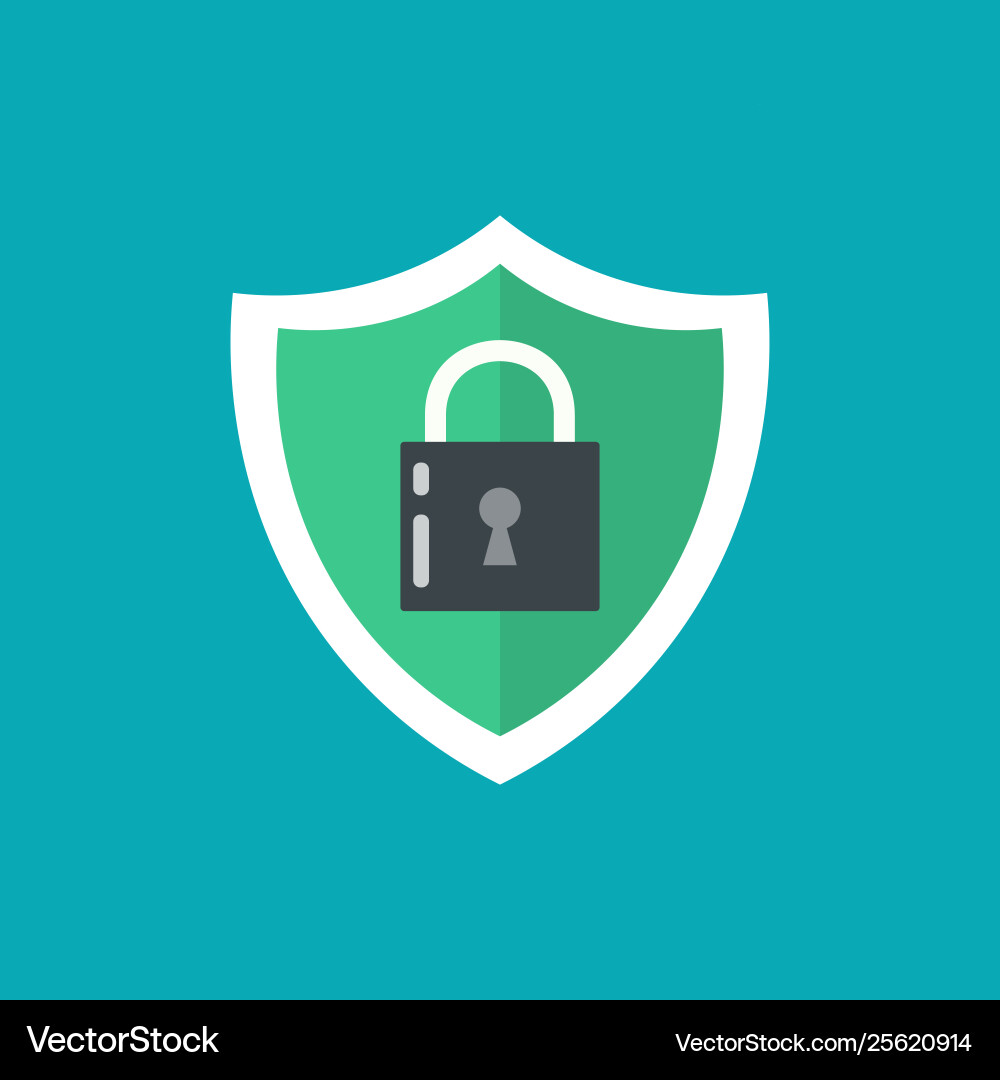 Security shield icon with long shadow vector image