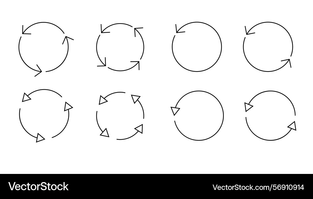Set of circle arrows isolated circular rotate vector image