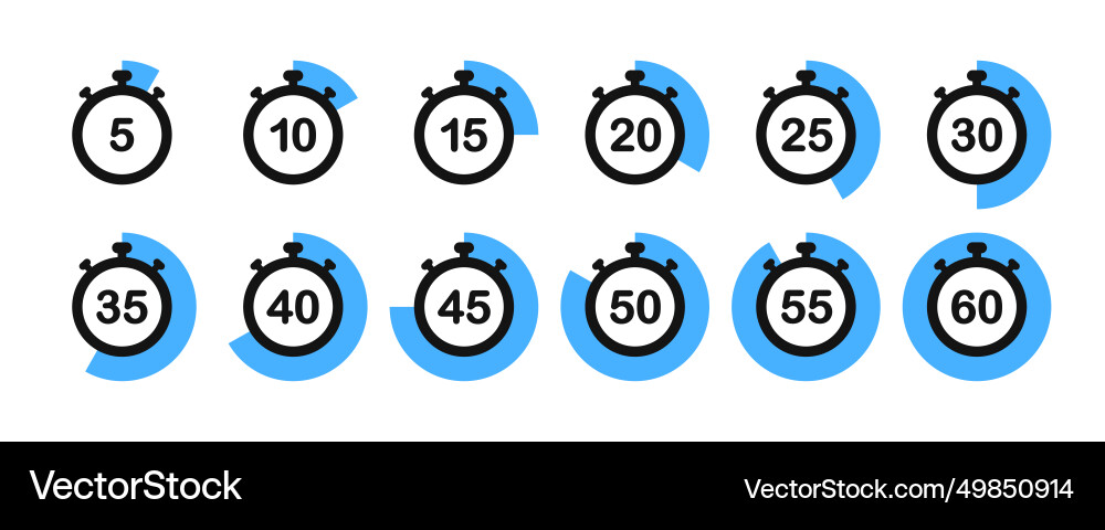 Set of stopwatch and timer or clock Set of stopwatch and timer or clock vector image