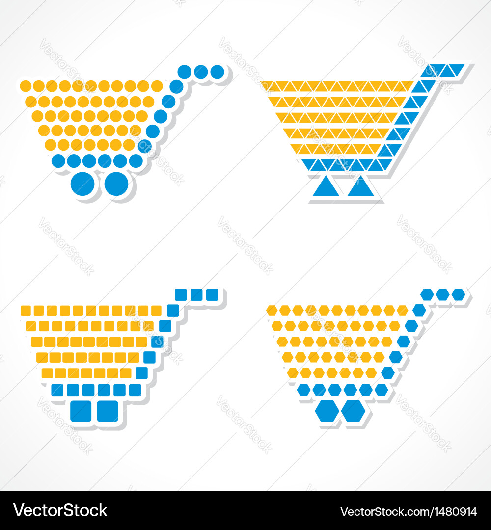 Shopping cart icon set with different shape Vector Image