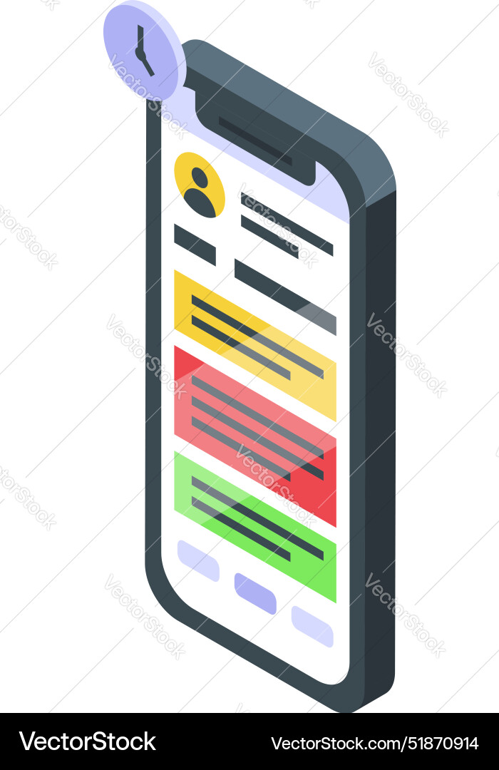 Smartphone showing urgent tasks with clock icon Smartphone showing urgent tasks with clock icon vector image