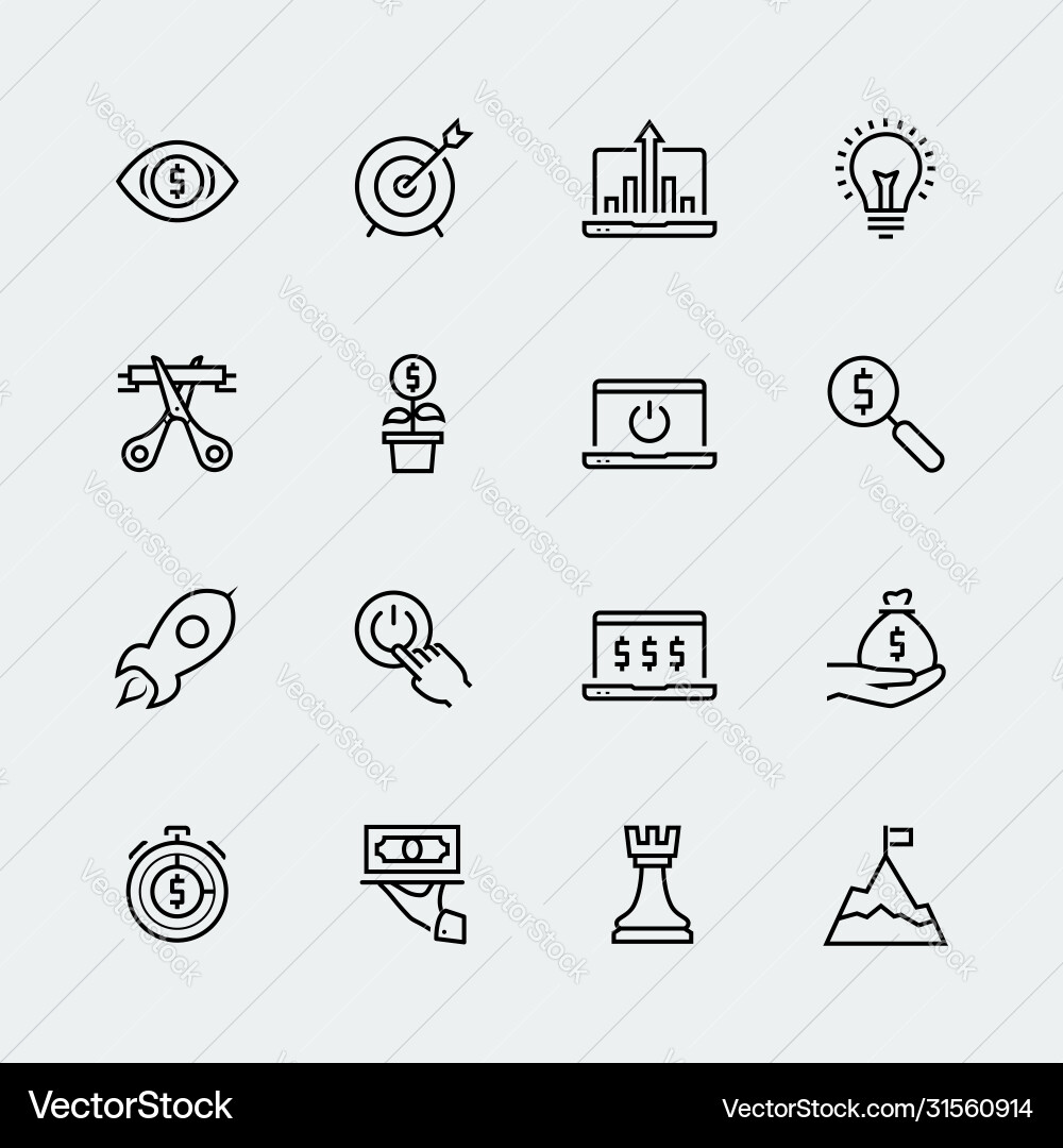 Start-up icon set in thin line style Start-up icon set in thin line style vector image
