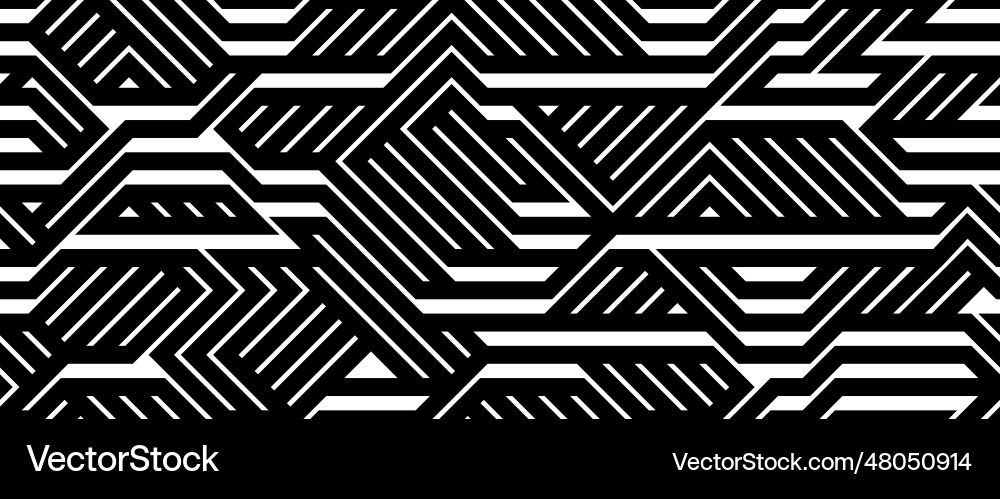 Tech style seamless linear pattern monochrome Vector Image