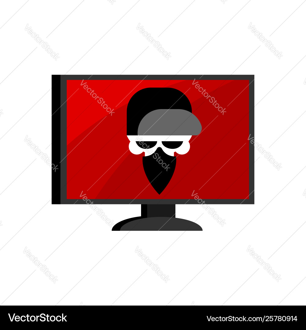 Virus in computer skull hacker head Virus in computer skull hacker head vector image