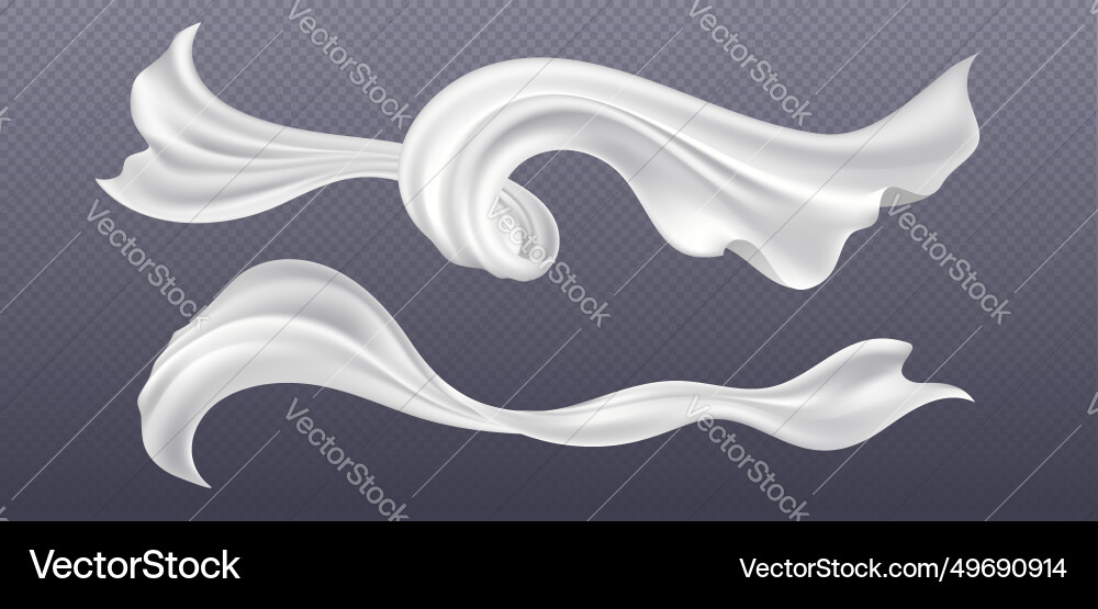 White silk ribbons set vector image