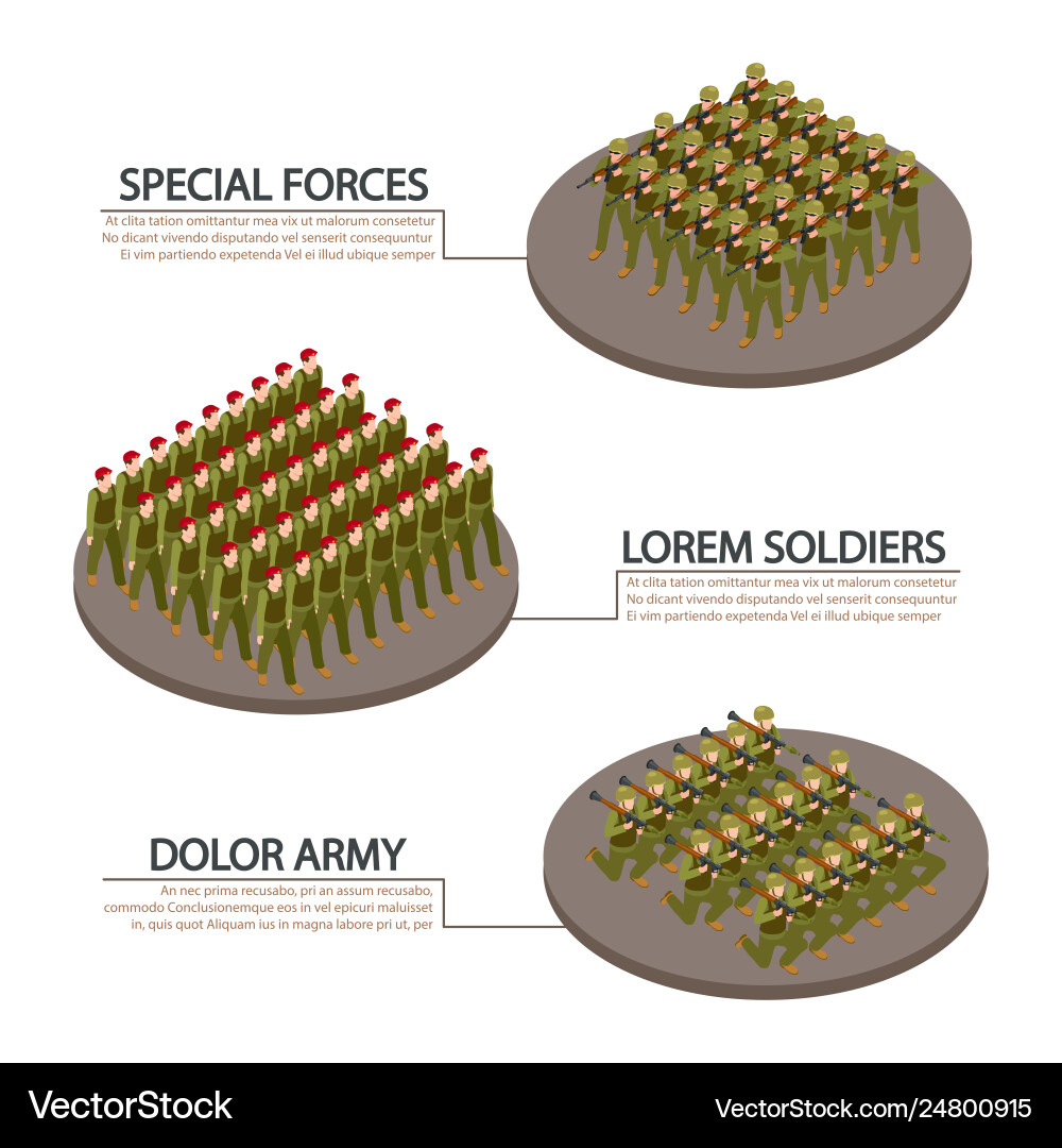 Army military soldiers isometric info banners vector image