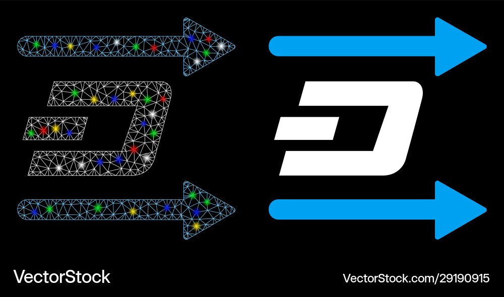 Bright mesh 2d dash send arrows icon with flare Bright mesh 2d dash send arrows icon with flare vector image