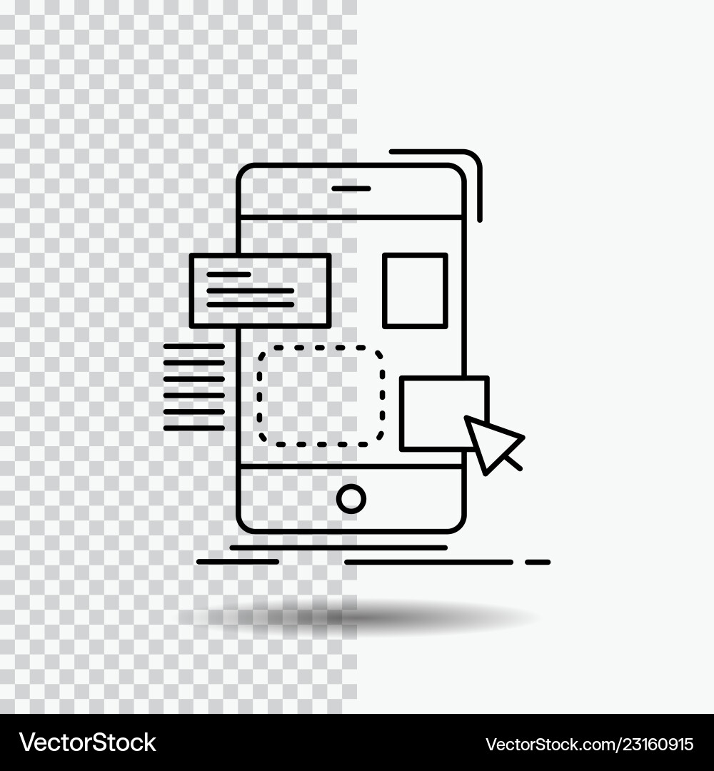 Drag mobile design ui ux line icon on transparent Drag mobile design ui ux line icon on transparent vector image