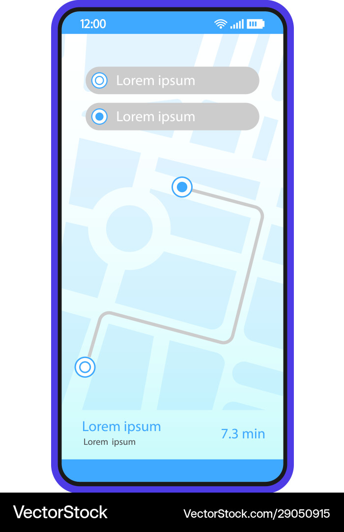 Gps navigation app interface template Gps navigation app interface template vector image