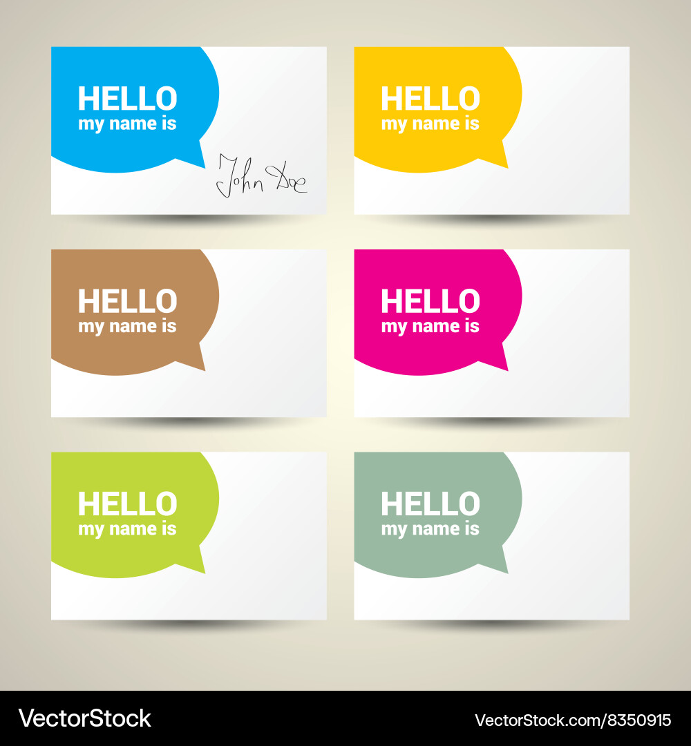 Hello my name is tag set vector image