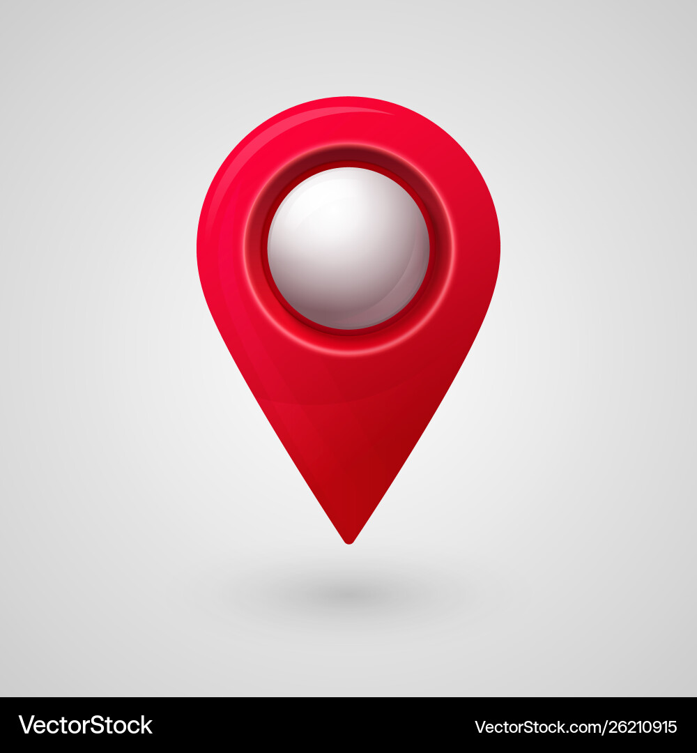 Map location pointer 3d pin with glowing glass Map location pointer 3d pin with glowing glass vector image