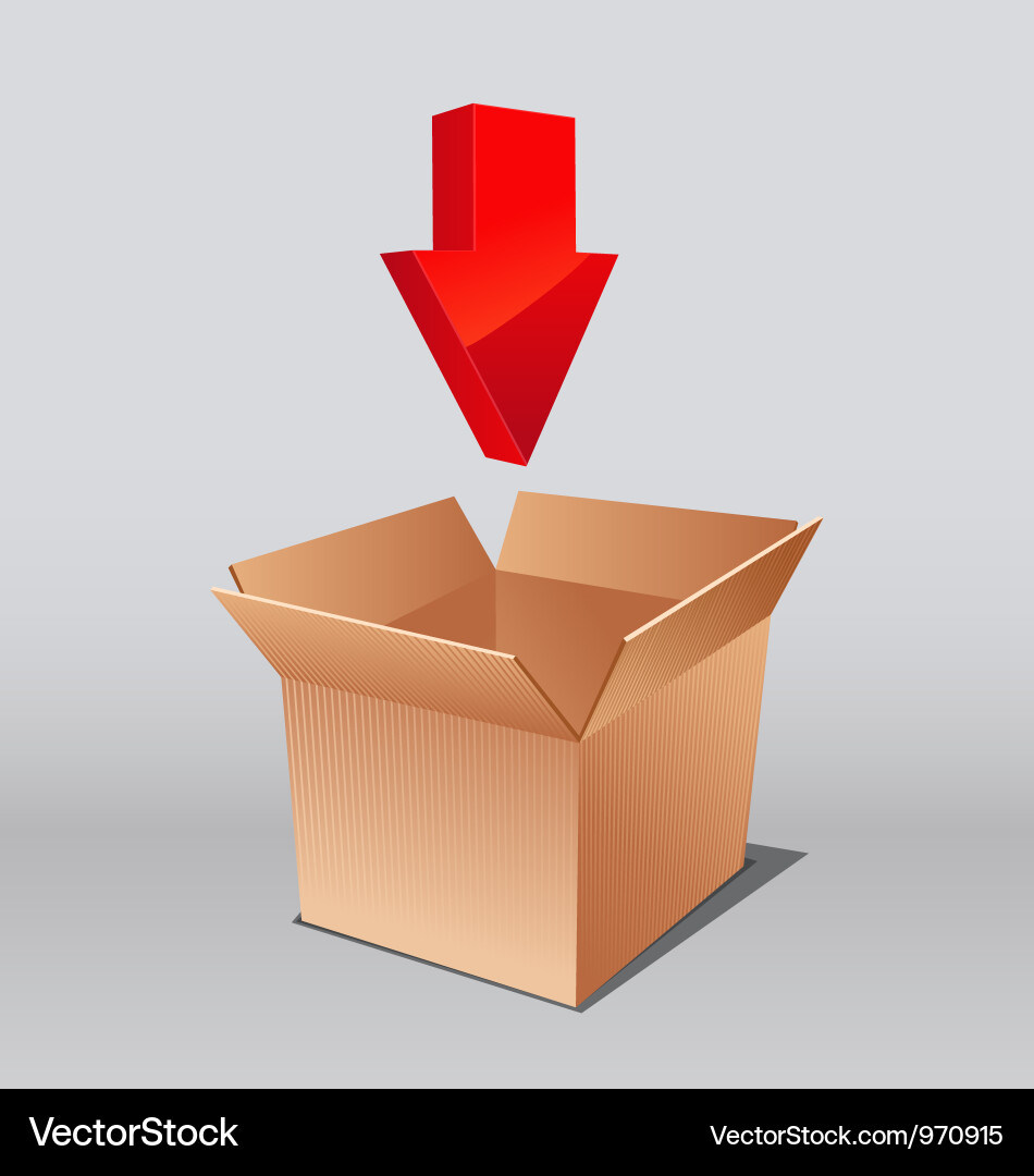 Open box for download with arrows Vector Image
