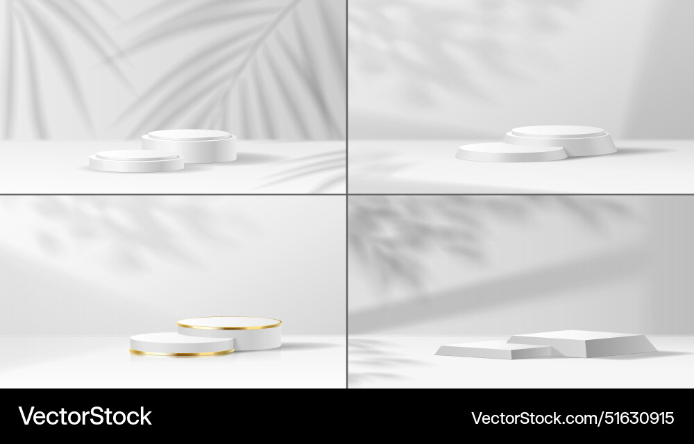 Product podiums and leaves shadows set Product podiums and leaves shadows set vector image