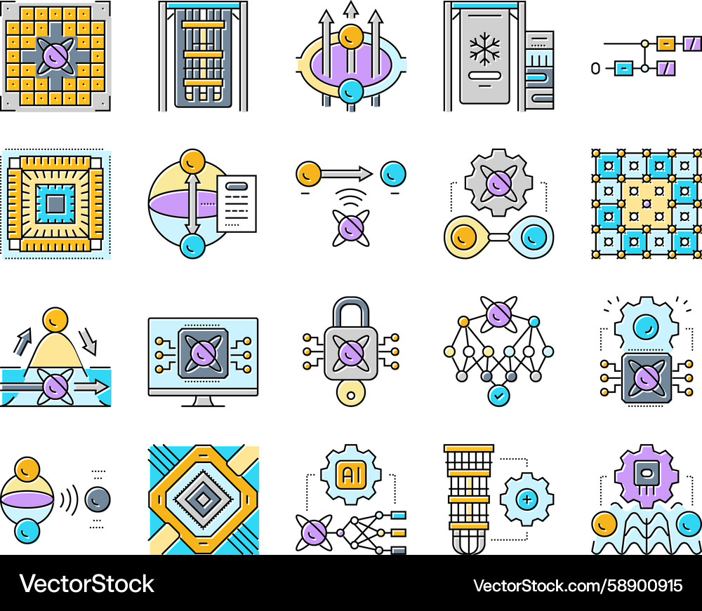 Quantum Computing Qubit Icons Vector Image
