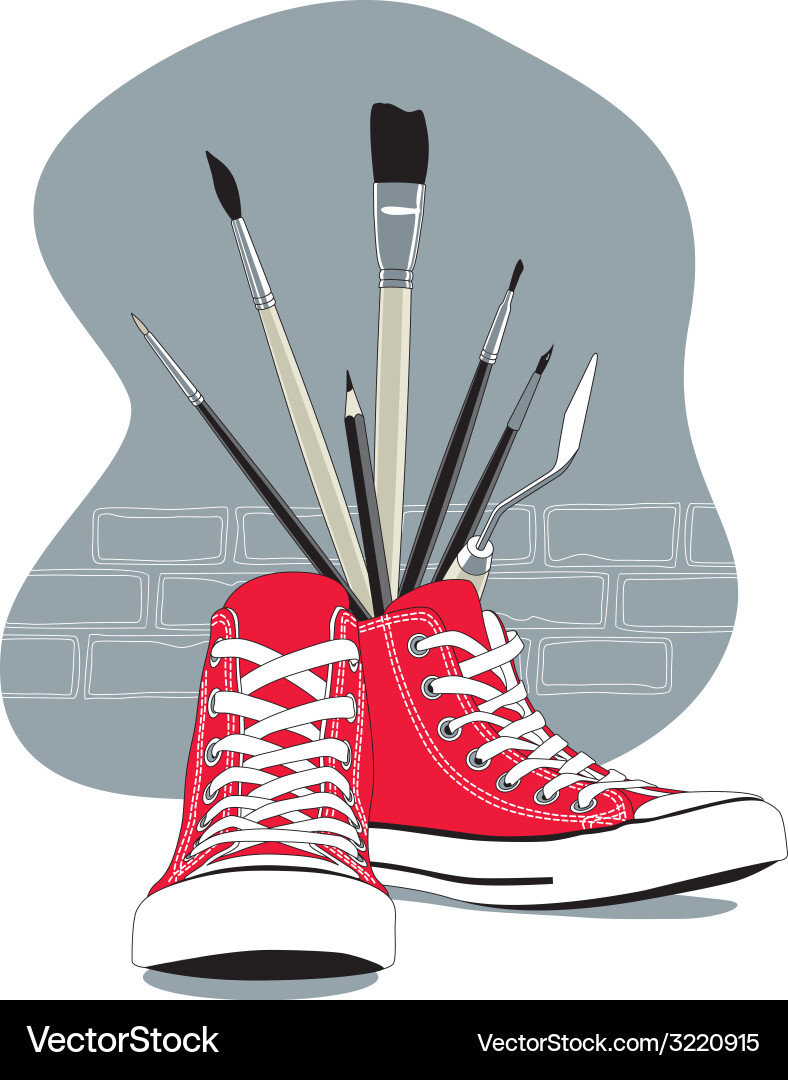 Red sneakers Royalty Free Vector Image - VectorStock
