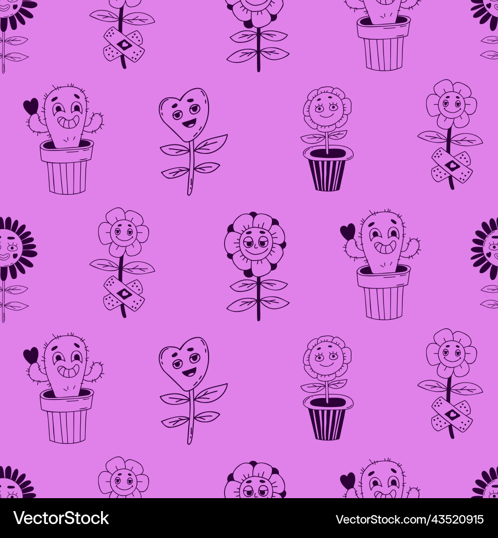 Retro seamless pattern with groovy element Vector Image