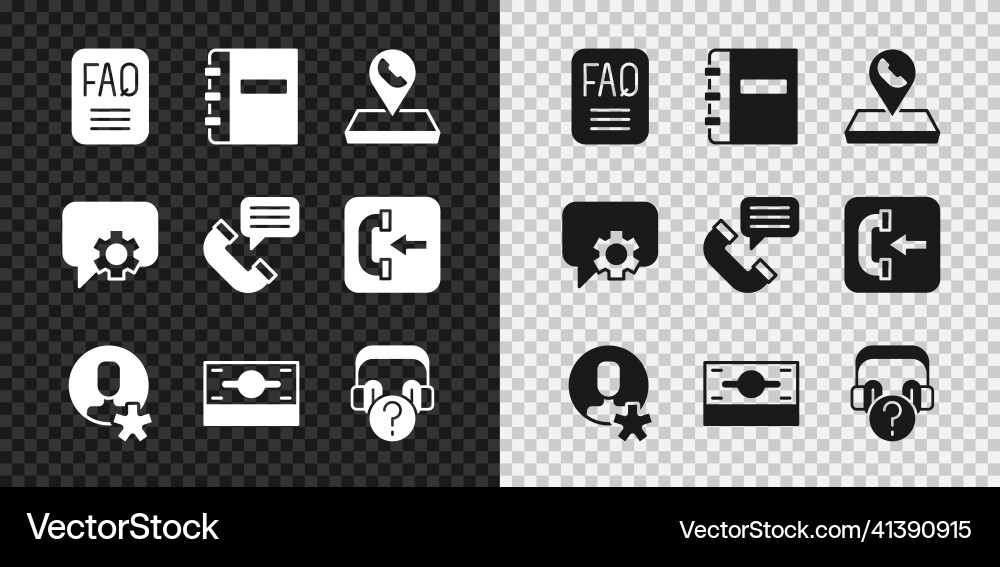Set faq information notebook call center Set faq information notebook call center vector image