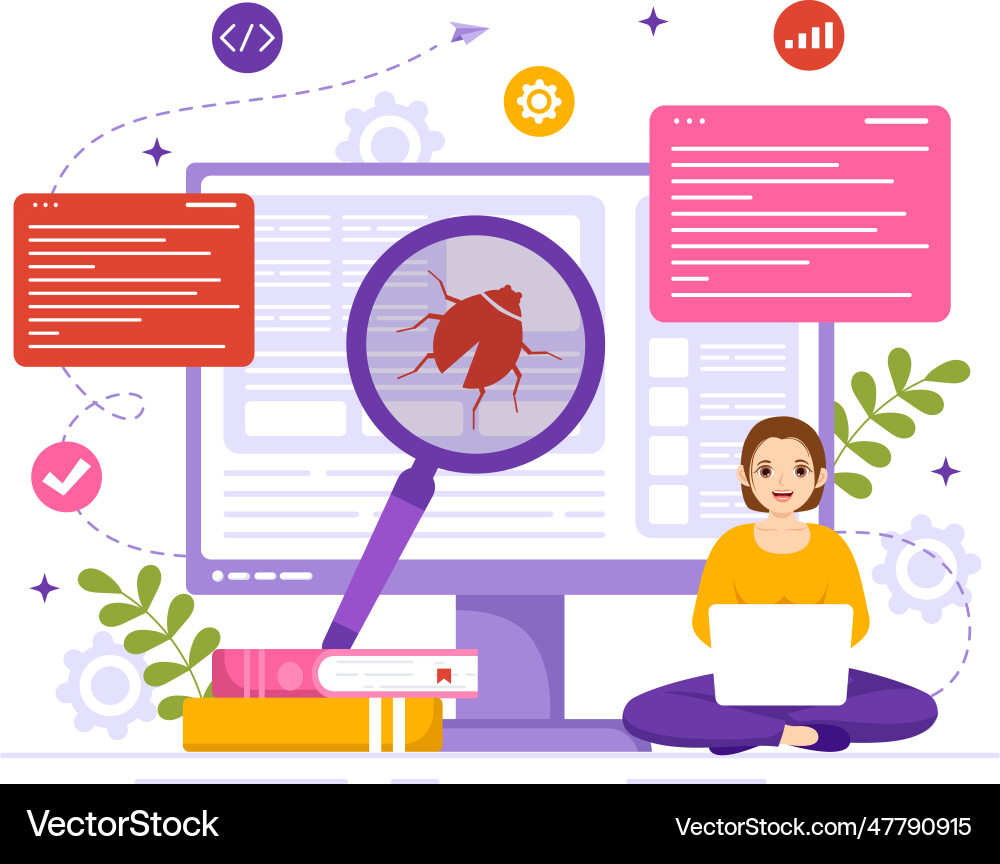Software testing with application engineering Vector Image