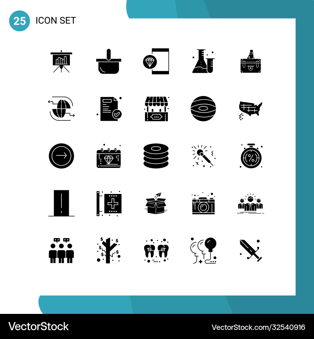 25 universal solid glyphs set for web and mobile Vector Image
