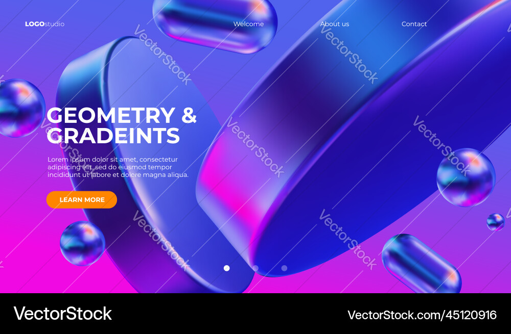 3d background with gradient geometric shapes vector image