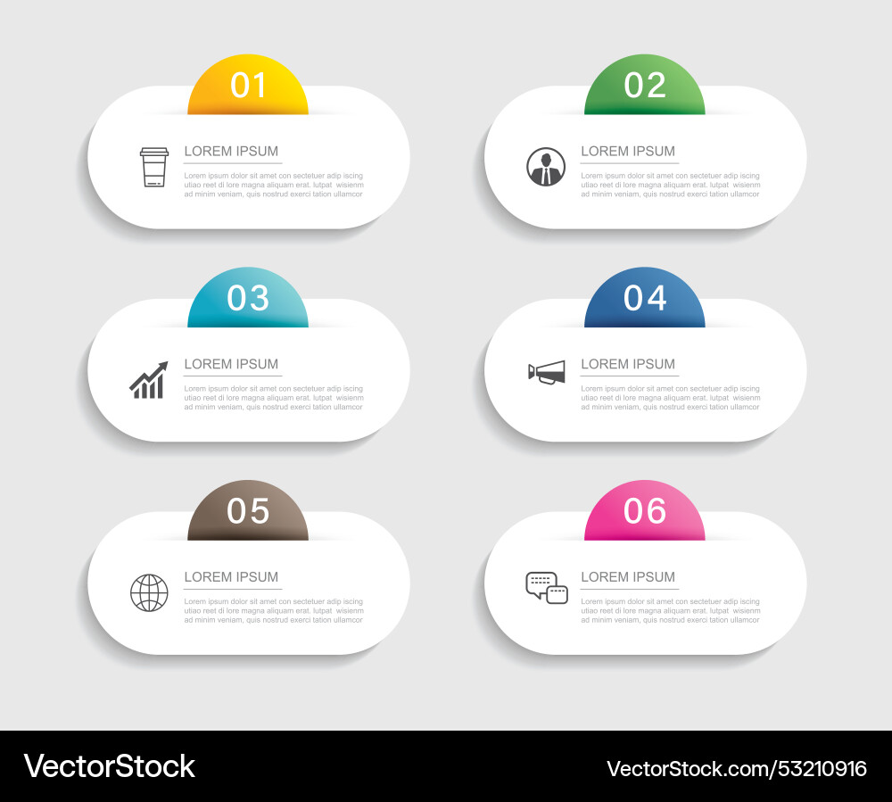 6 data infographics tab paper index template 6 data infographics tab paper index template vector image