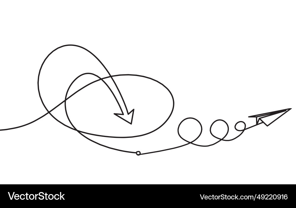 Abstract continuous lines arrows with paper plane Vector Image