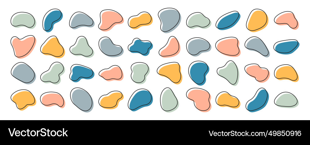 Abstract liquid shape simple line frames set vector image