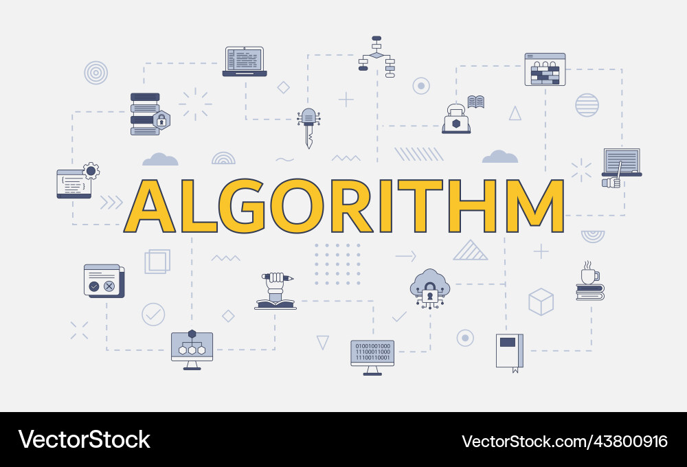 Algorithm-Konzept mit Icon-Set großes Wort Algorithm-Konzept mit Icon-Set großes Wort vektorbild