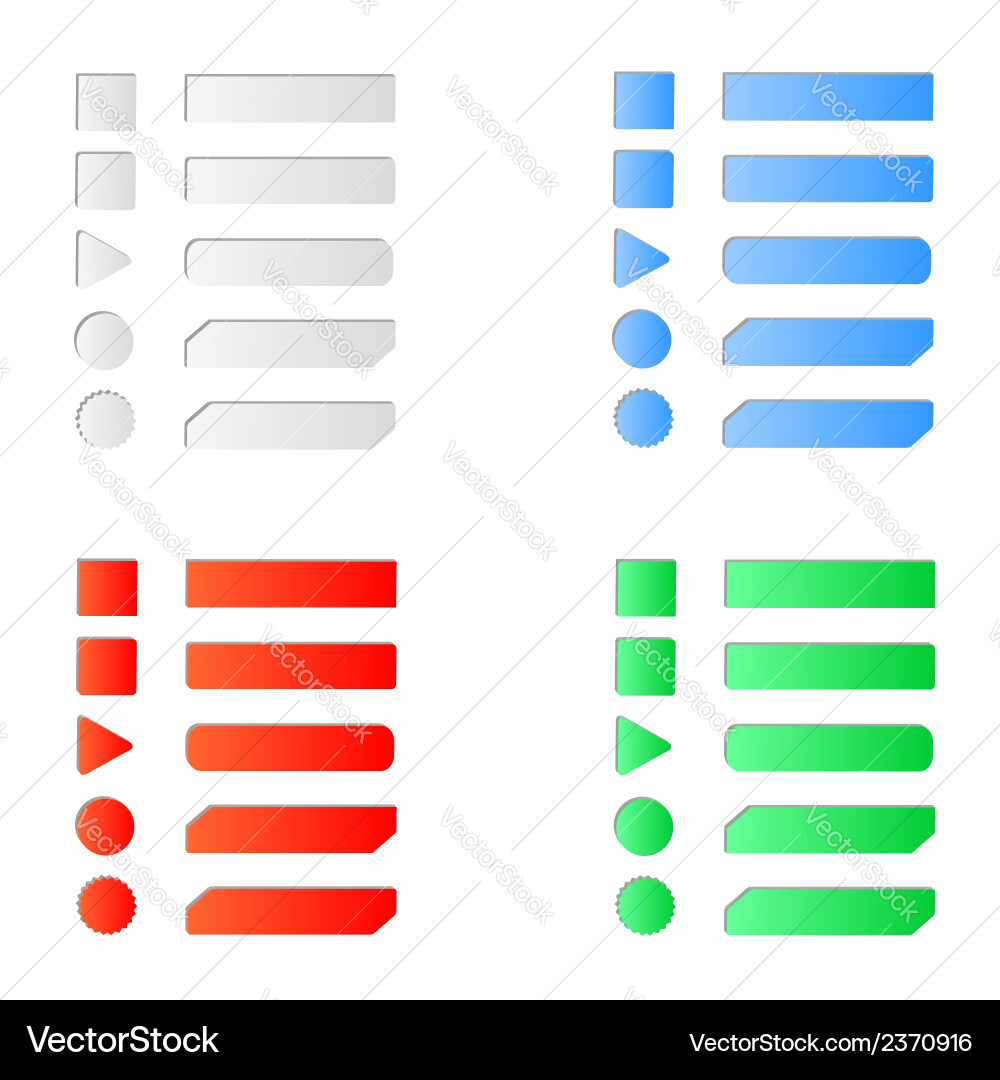 Blank colored internet web button set vector image