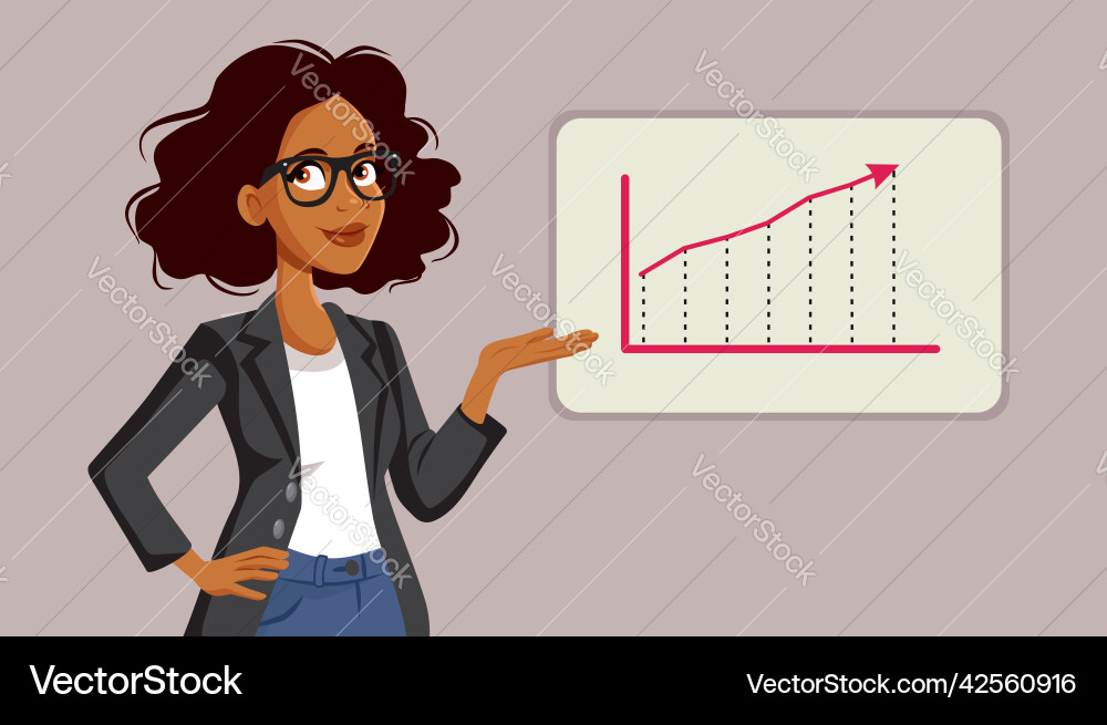 Businesswoman presenting growing graphic cartoon Businesswoman presenting growing graphic cartoon vector image