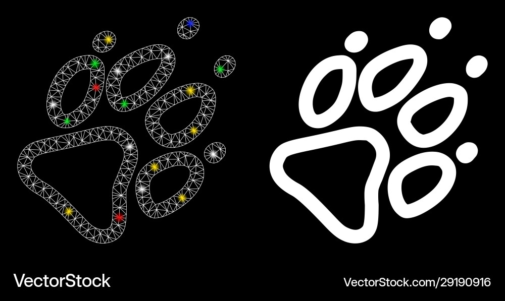 Glowing mesh network footprint icon with light Glowing mesh network footprint icon with light vector image
