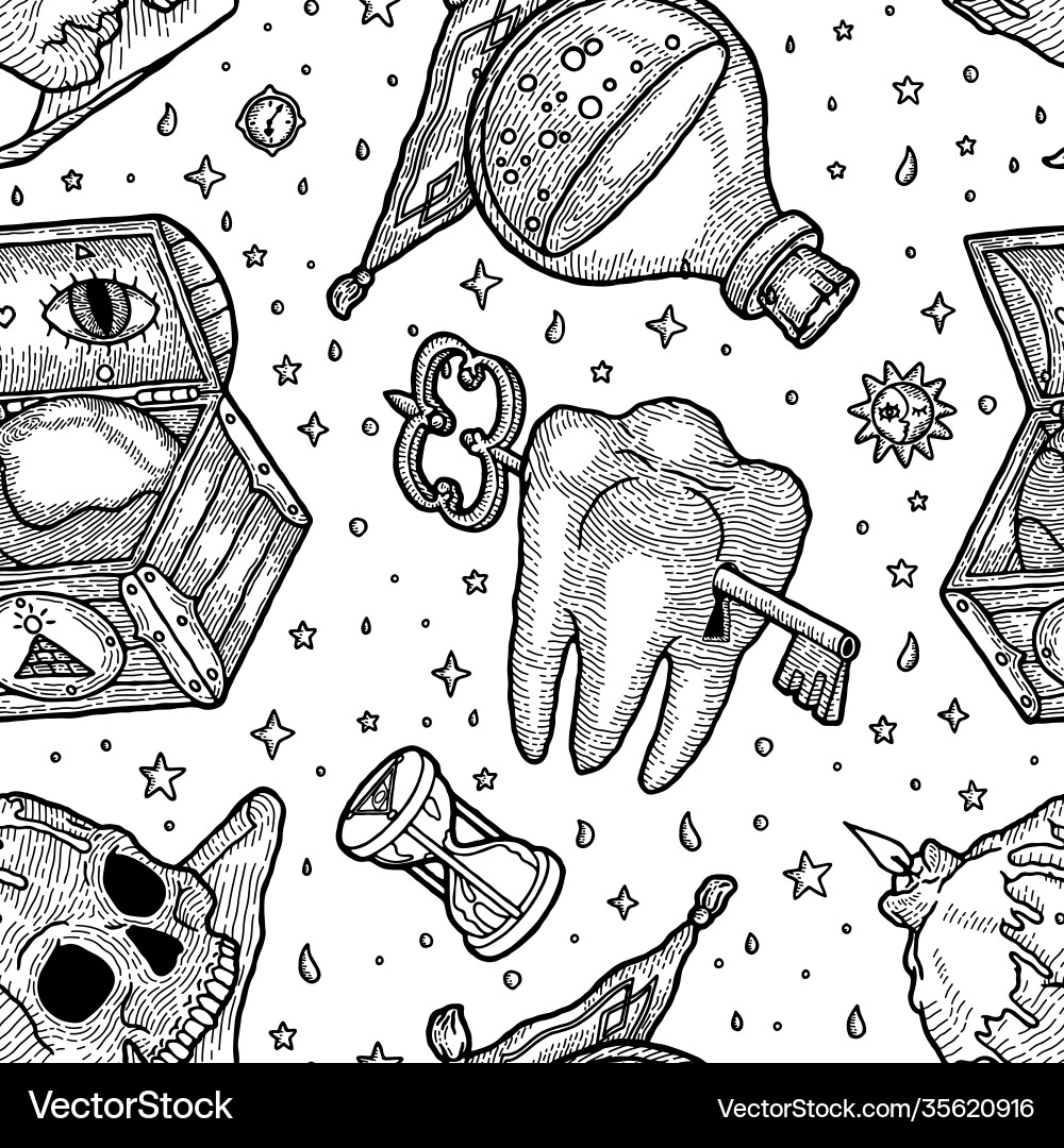 Magic mystic seamless pattern wizard element Magic mystic seamless pattern wizard element vector image