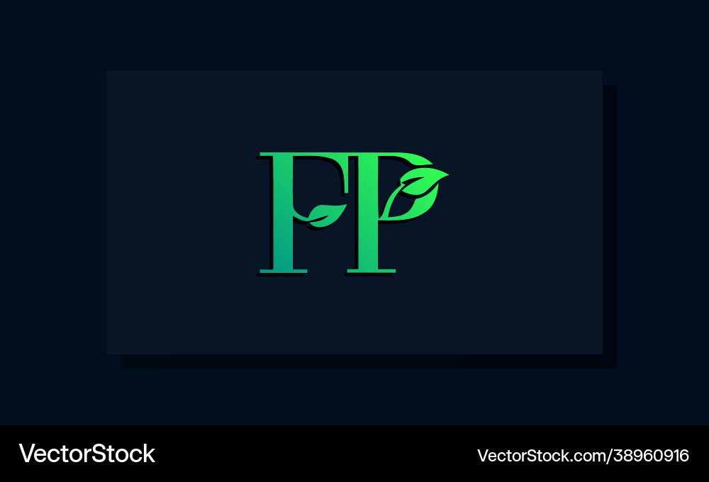 Minimal leaf style initial fp logo vector image