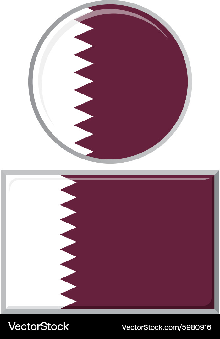 Qatari Flag Round and Square Icon vector image