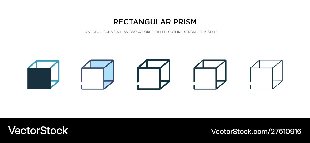 Rectangular prism volume icon in different style vector image