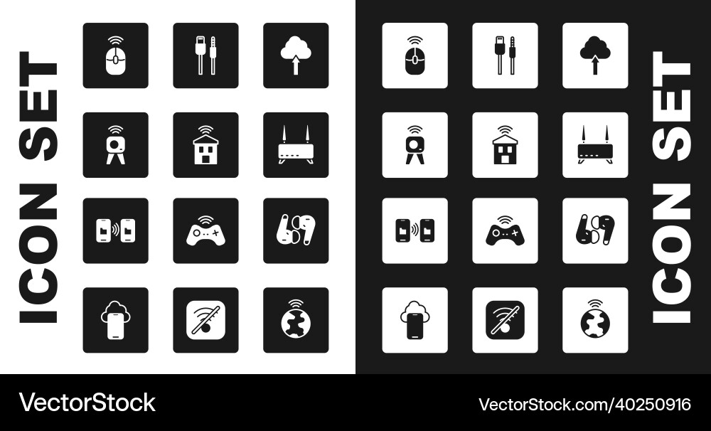 Set cloud upload smart home with wi-fi web Set cloud upload smart home with wi-fi web vector image