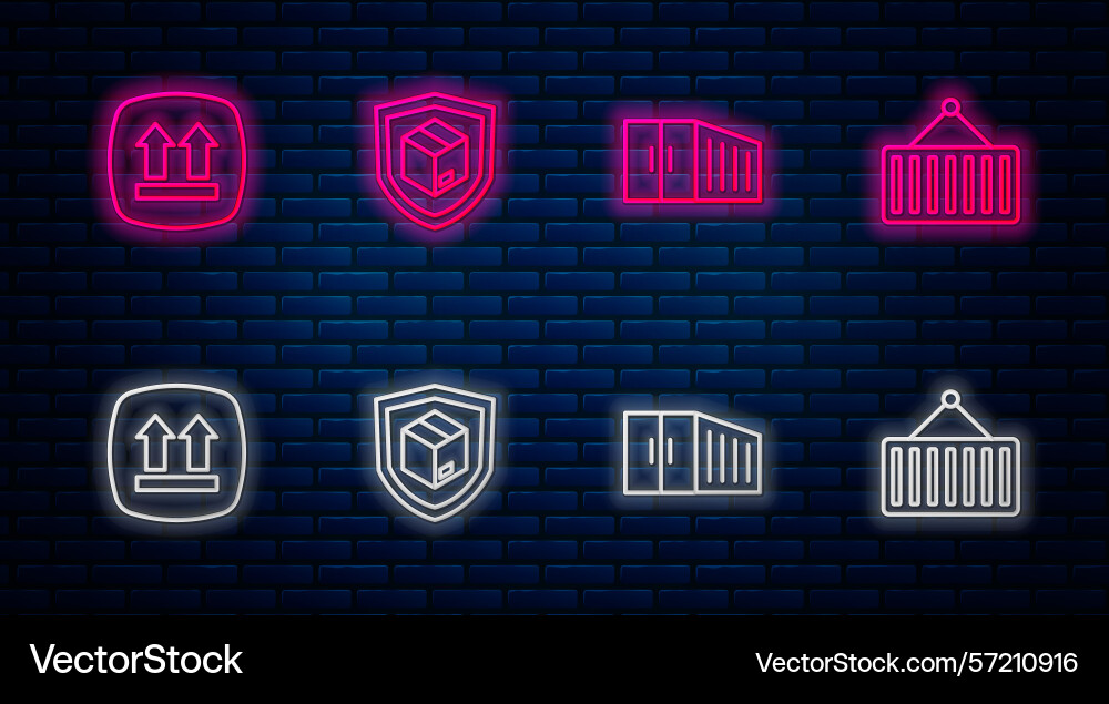 Set line delivery security with shield container Set line delivery security with shield container Vector Image