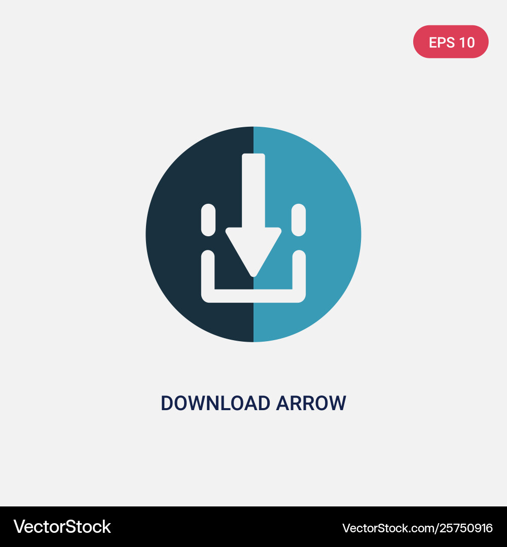 Two color download arrow icon from user interface Vector Image