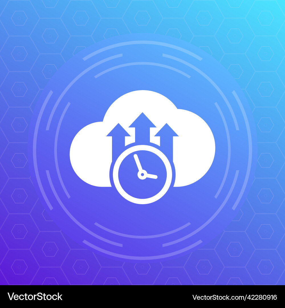 Uploading time icon with a cloud vector image