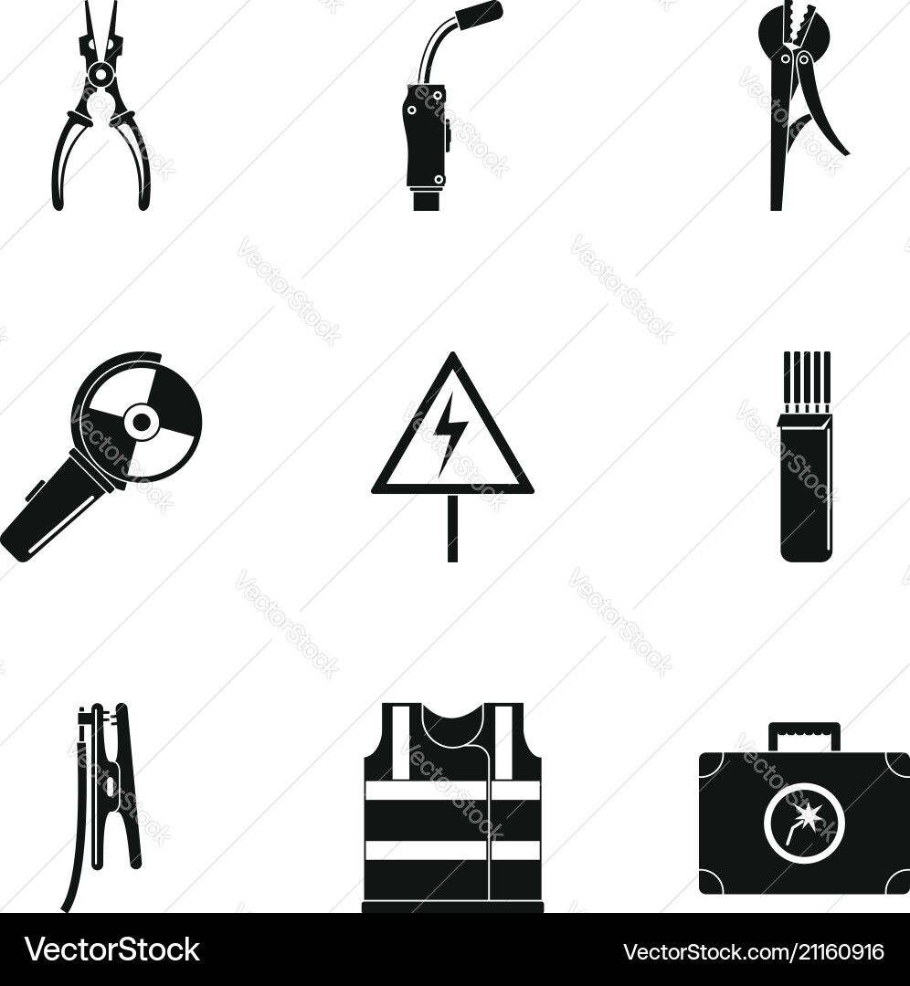 Workman icons set simple style vector image