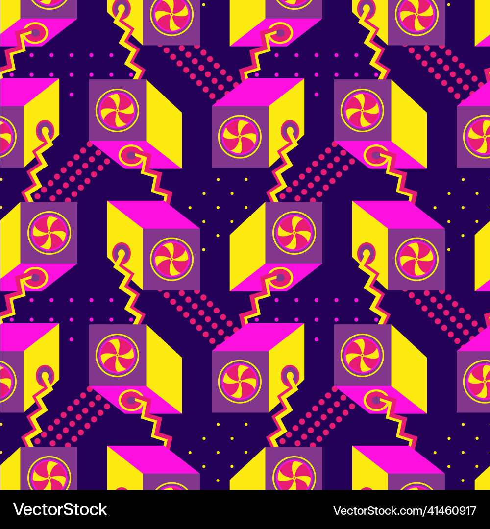 90s nostalgia abstract shapes pattern background vector image