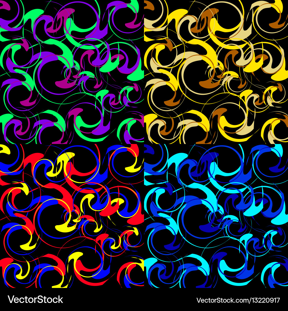 A set of patterns curved lines vector image