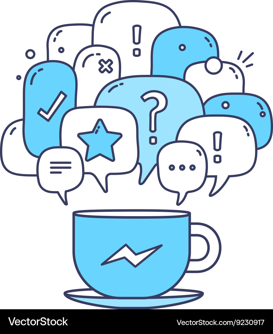 Blue color dialog speech bubbles with ico vector image