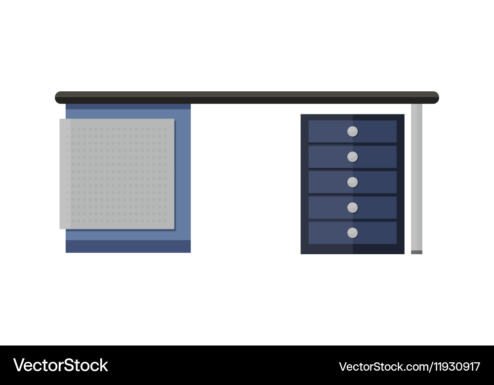 Blue empty computer desk in flat vector image
