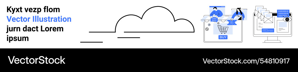 Cloud technology integrating e-commerce and data Cloud technology integrating e-commerce and data Vector Image