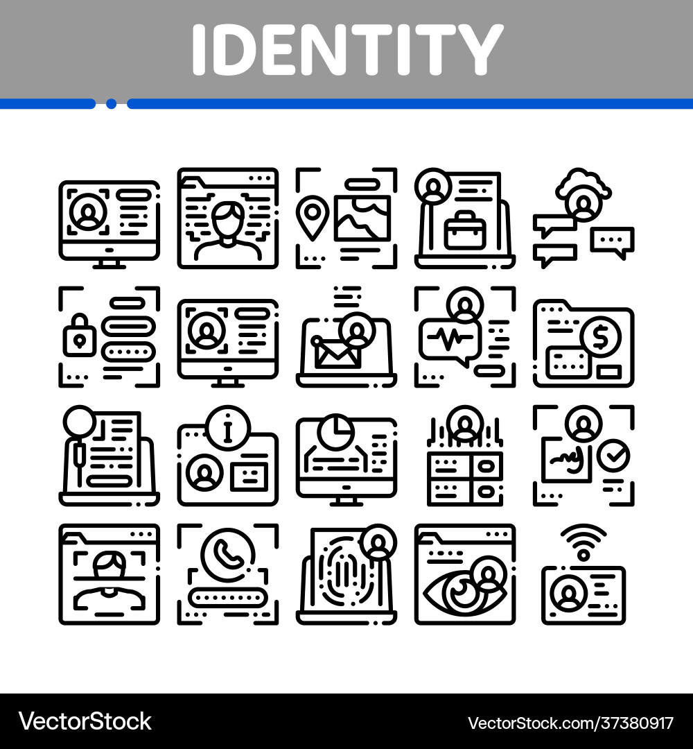 Digital identity user collection icons set Digital identity user collection icons set vector image