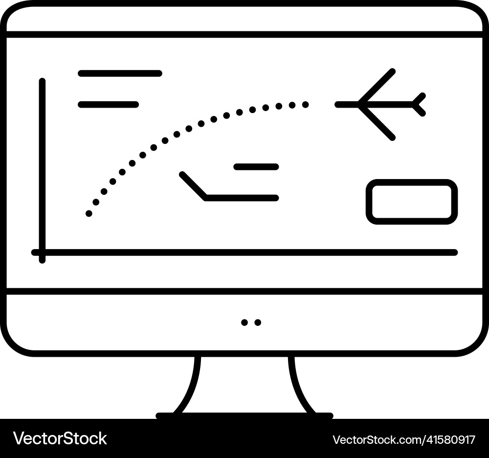 Flight path computer simulator line icon vector image