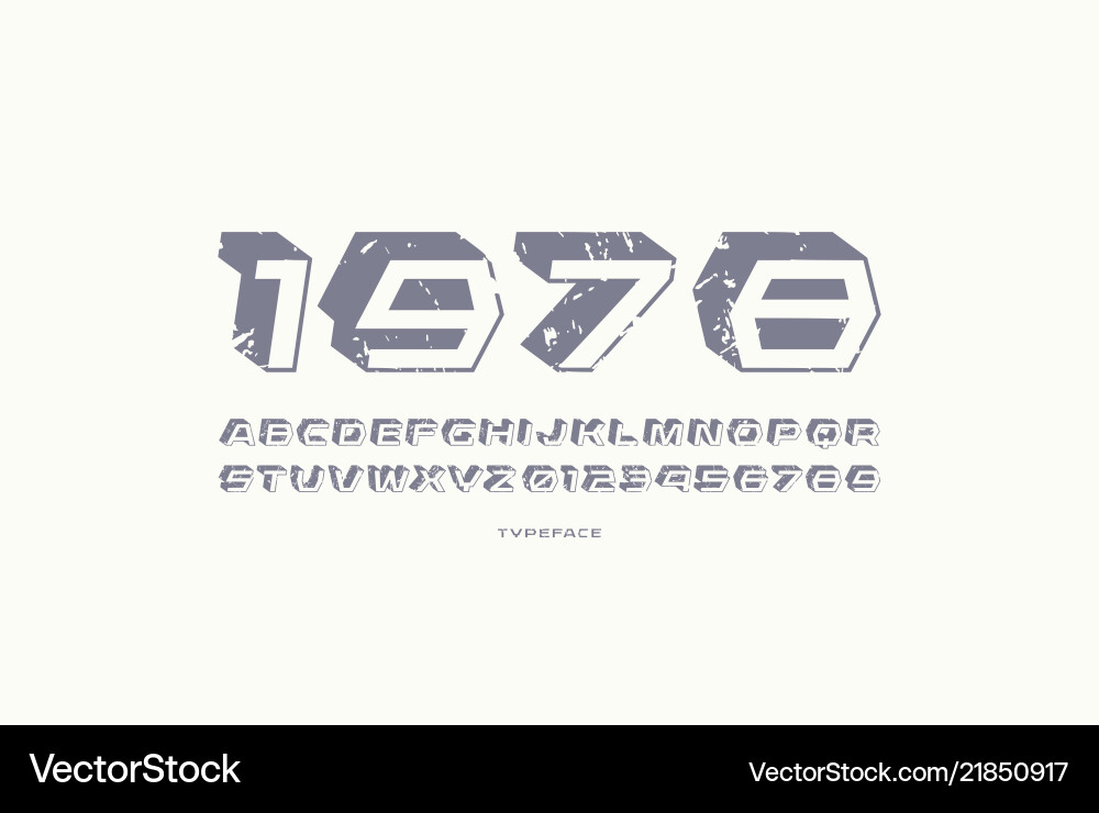 Geometric sans serif font with drop shadow Geometric sans serif font with drop shadow vector image