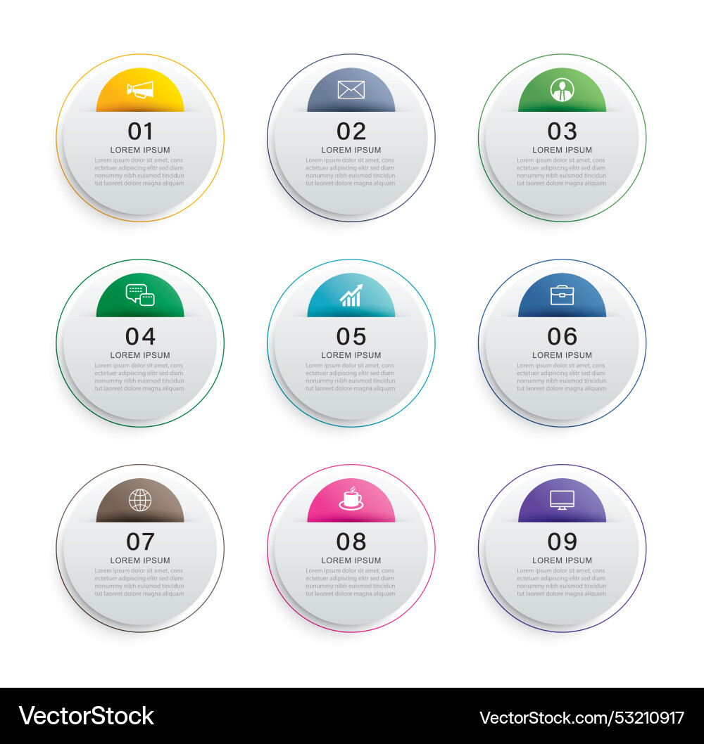 Infographics circle timeline with 9 number data vector image