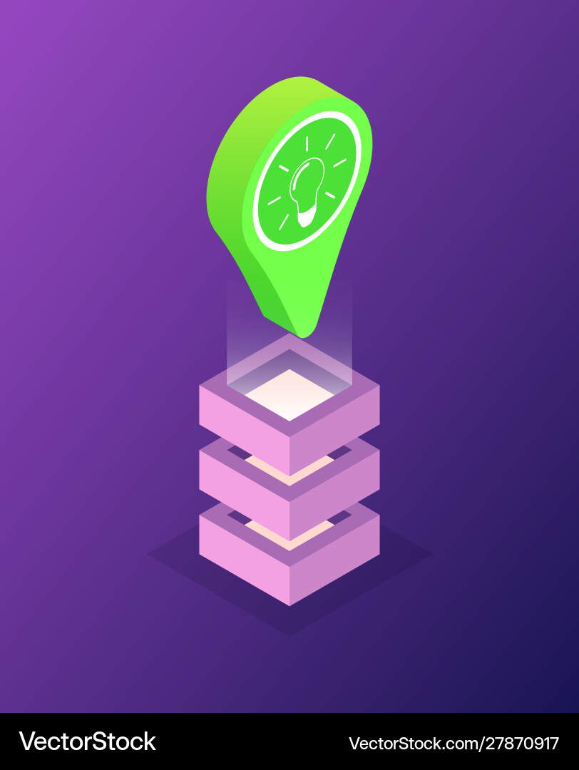 Location pointer with lightbulb icon isometric Location pointer with lightbulb icon isometric vector image